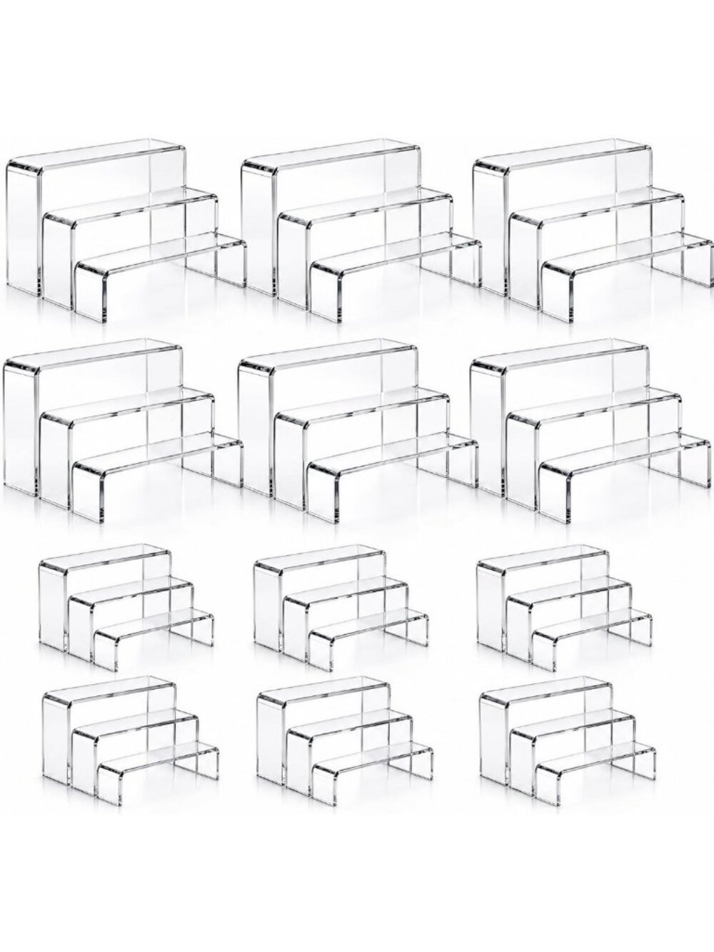 36 Pcs Clear Acrylic Display Stands - Rectangular Risers for Collectibles